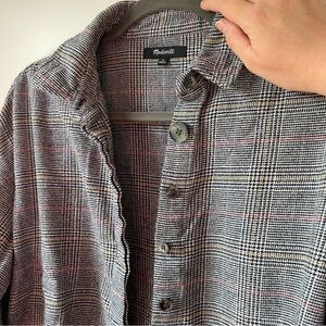 Madewell black/multi plaid “Flannel Bromley” button up shirt, size medium
